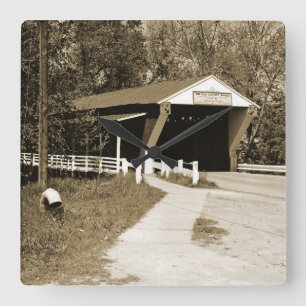 Covered Bridge Square Wall Clock