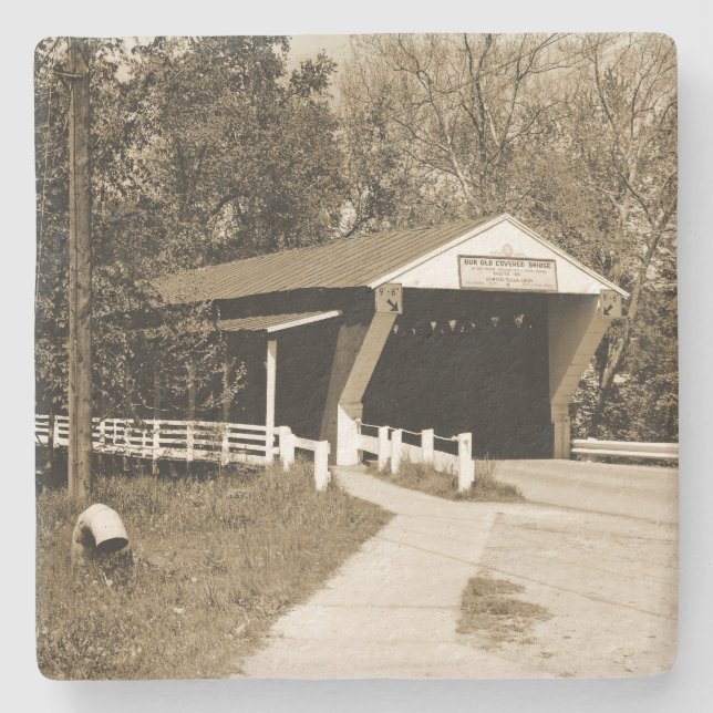 Covered Bridge Stone Coaster (Front)