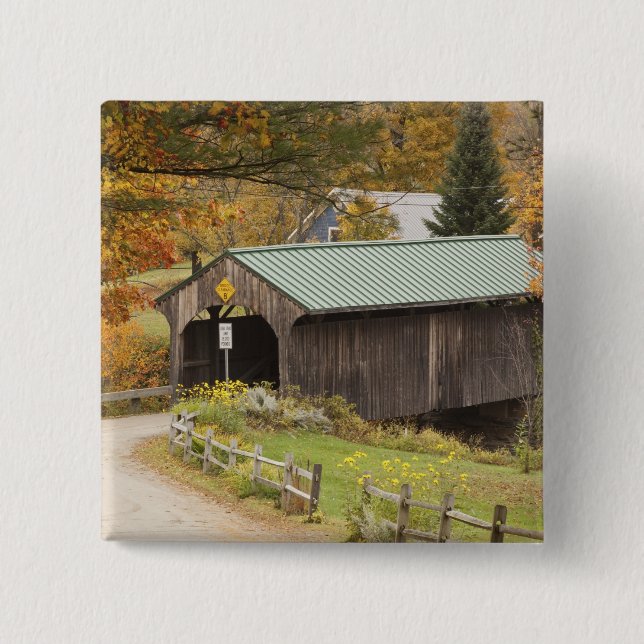 Covered bridge, Vermont, USA 2 Inch Square Button (Front)
