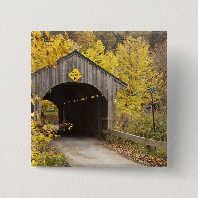 Covered bridge, Vermont, USA 2 Inch Square Button (Front)
