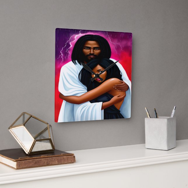 "Covered" Christian Watercolor Wall Clock (Office)