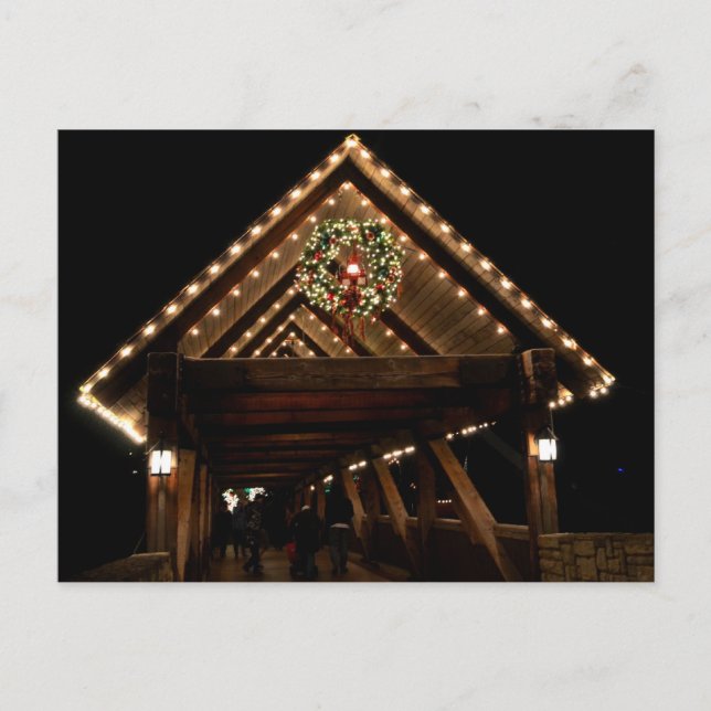 Covered Christmas Bridge Holiday Postcard (Front)