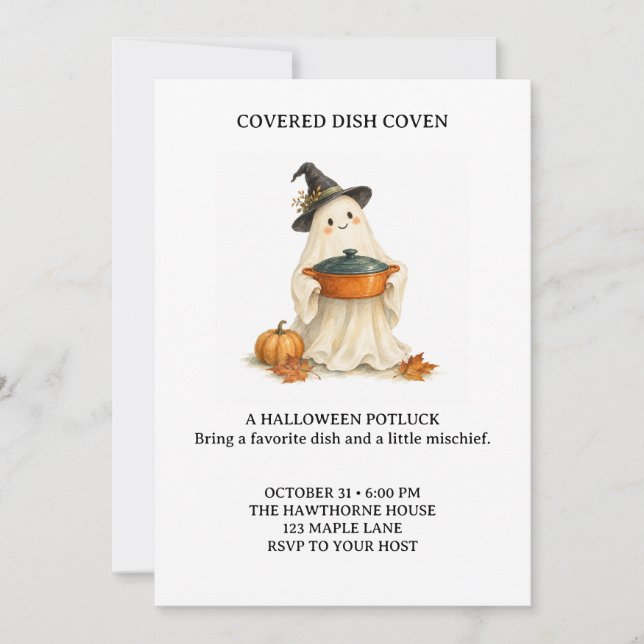 Covered Dish Coven Halloween Potluck Invitation (Front)