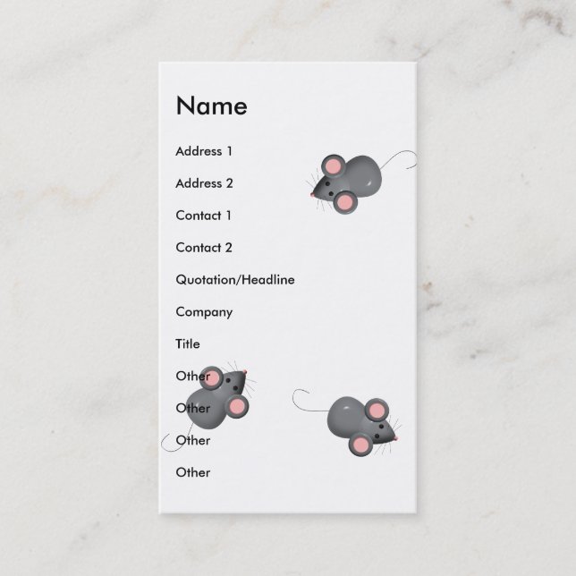 Covered In Mice Business Card (Front)