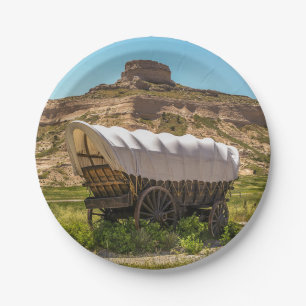 Covered Wagon at Scotts Bluff National Monument Paper Plate