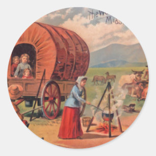 Covered Wagon Classic Round Sticker