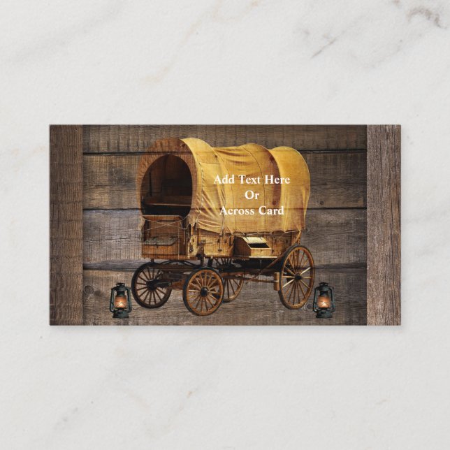 Covered Wagon Coal oil Lamps Western  Business Card (Front)