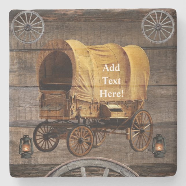 Covered Wagon Coal oil Lamps Western  Stone Coaste Stone Coaster (Front)