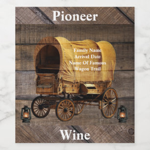 Covered Wagon Coal oil Lamps Western Wine Label