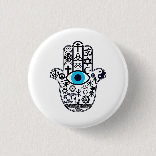 Covering all the bases Hamsa Hand 1 Inch Round Button (Front)
