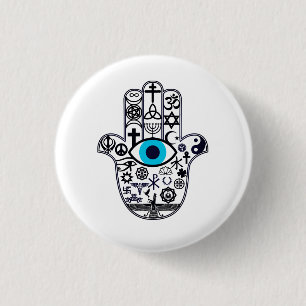 Covering all the bases Hamsa Hand 1 Inch Round Button