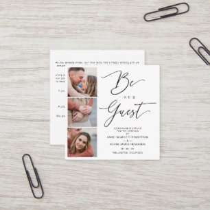 Covid19 Trendy Be our Guest Chic Romantic 3 Photos Square Business Card