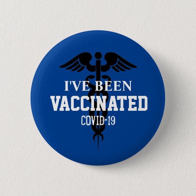 Covid 19 Been Vaccinated Blue Coronavirus 2 Inch Round Button (Front)