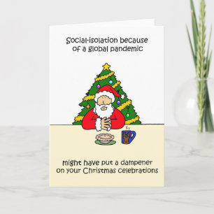 Covid 19 Christmas Father Christmas Cartoon Card