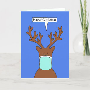 Covid 19 Christmas Reindeer Cartoon Holiday C