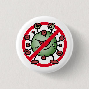 Covid-19 Corona Virus Funny Cartoon Stop Sign 1 Inch Round Button