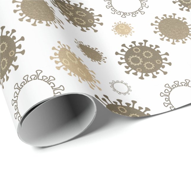 COVID-19 Corona Virus Pattern Gold Wrapping Paper (Roll Corner)