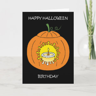 Covid 19 Halloween Birthday Cartoon. Card