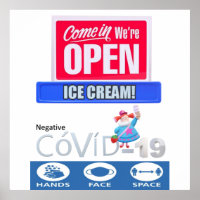 Covid 19 Ice Cream Store Open Sign Poster Matte