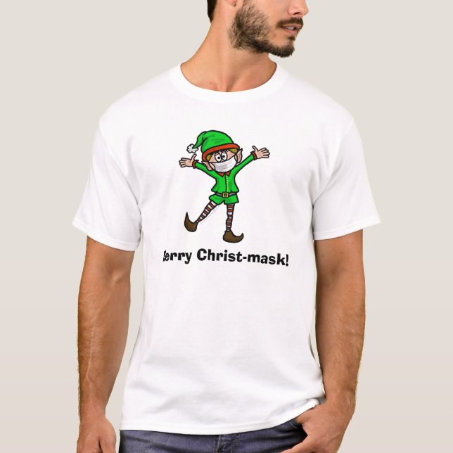 COVID-19 Joyeux T-shirt Elf masque Christ (Devant)