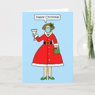 Covid 19 Noël Mme Claus Carte de vacances