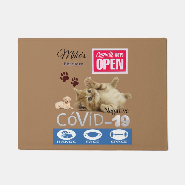 Covid 19 Pet Store Business Open Doormat (Front)
