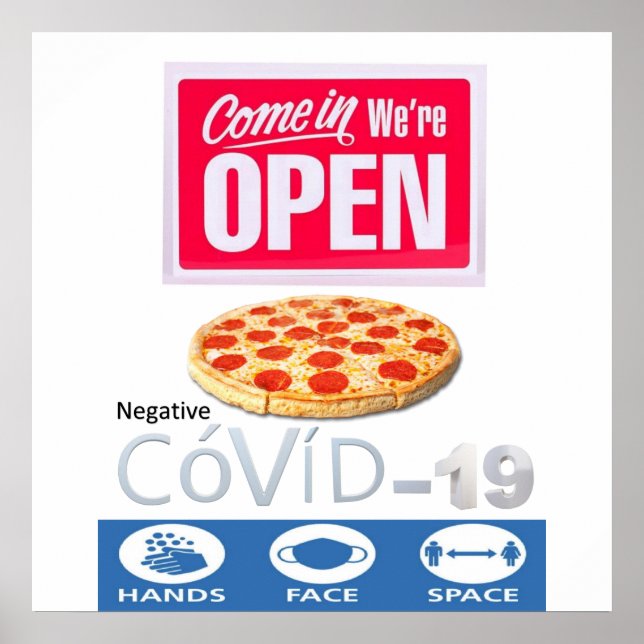 Covid 19 Pizzeria Store Open Sign Poster Matte (Devant)