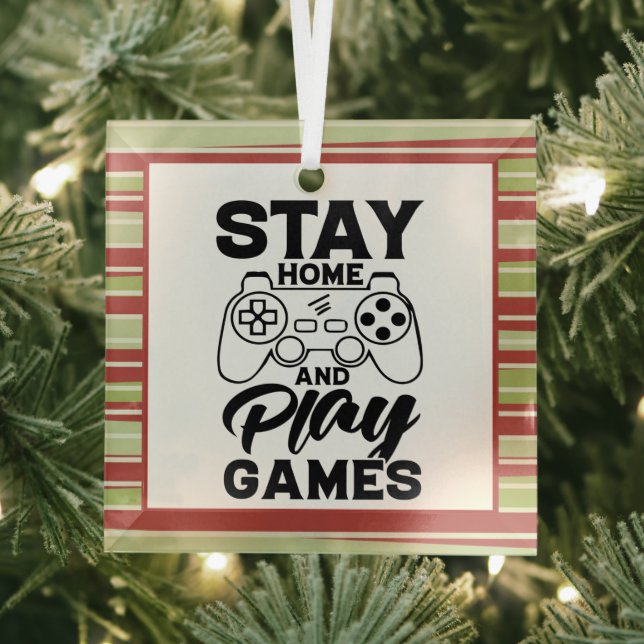 COVID 19 Quarantine Gamer Gift - Stay At Home Glass Ornament (Insitu)