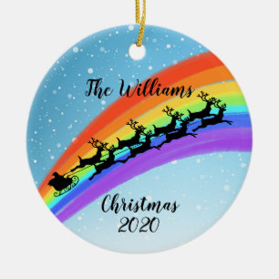 covid-19 rainbow sleight family tree ceramic ornament