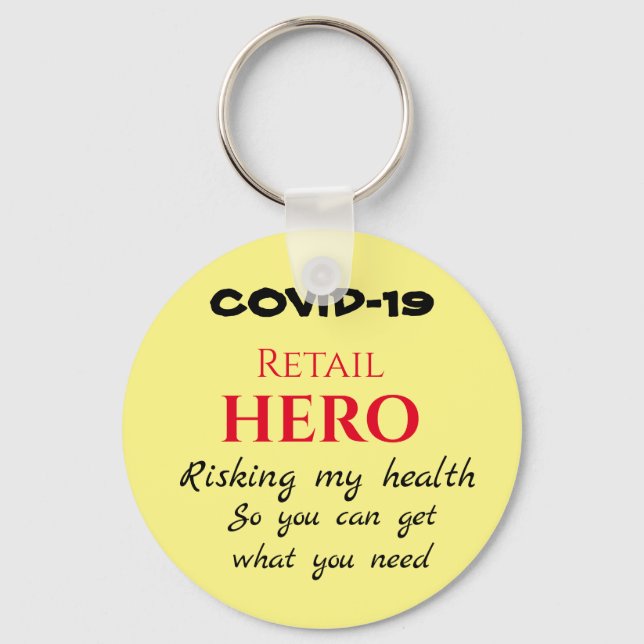 COVID-19 Retail Hero Button Keychain (Front)