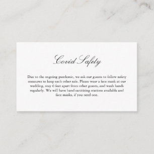 Covid 19 Safety Information Elegant Script Wedding Enclosure Card