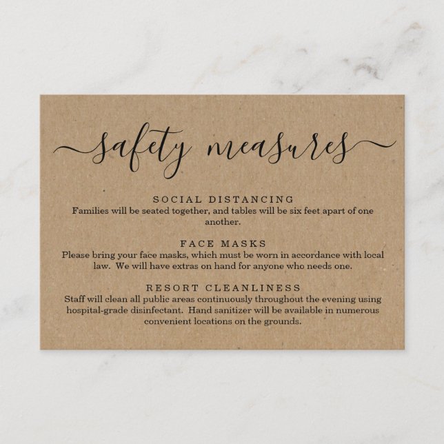 Covid 19 Safety Mask Social Distancing Information Enclosure Card (Front)