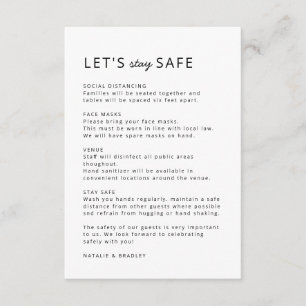 Covid 19 Safety Measures   Clean Simple Wedding Enclosure Card