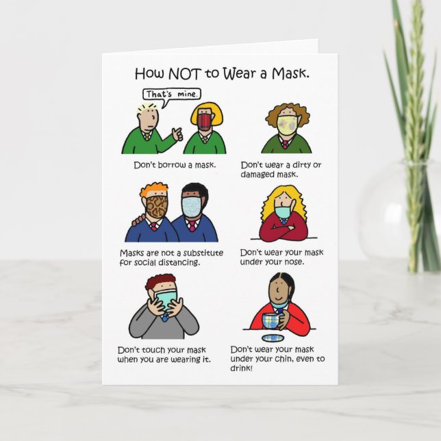 Covid 19 School Children in Face Masks Cartoon Card (Front)