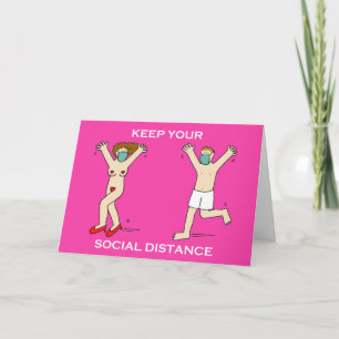 Covid 19 Socially Distanced Valentine Cartoon Card