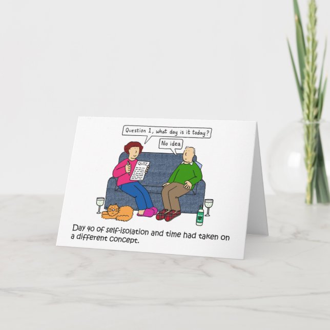 Covid 19 Time Passing During Lockdown Cartoon Card (Front)