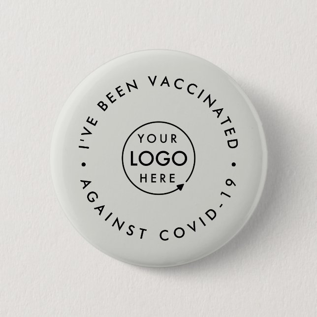 Covid-19 Vaccinated | Business Logo Modern Grey 2 Inch Round Button (Front)