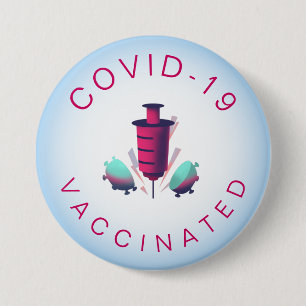 Covid-19 Vaccinated Modern Graphic Pink Typography 3 Inch Round Button