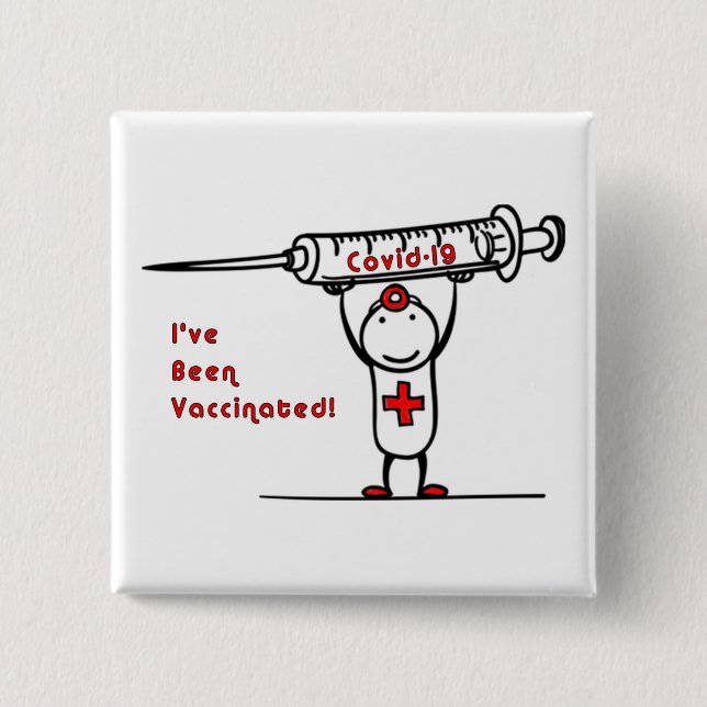 Covid-19 Vaccinated Square Button (Front)