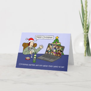 Covid 19 Virtual Christmas Party Cartoon Humour Card