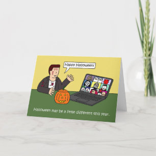 Covid 19 Virtual Halloween Cartoon Card