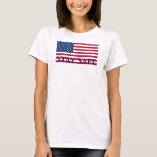 Covid-19 Virus Stay Safe USA Flag Patriotic T-Shirt