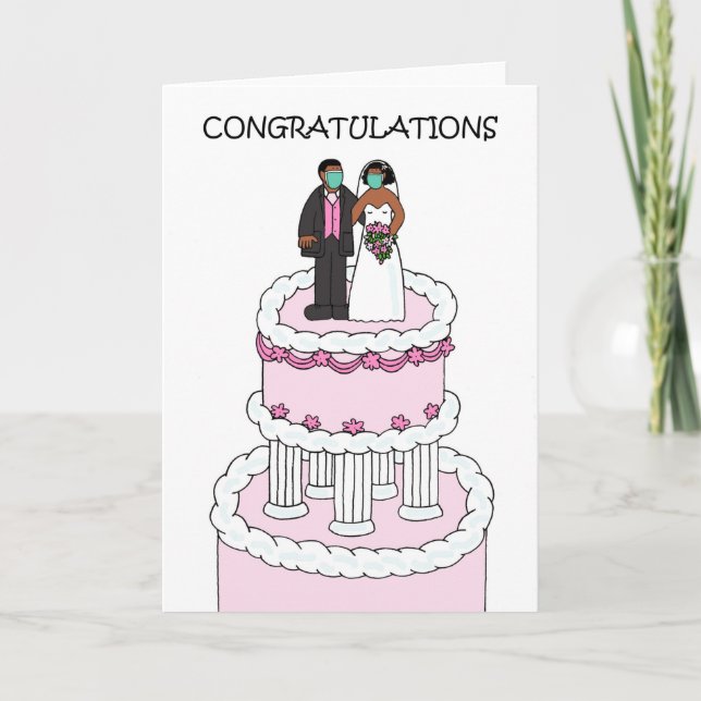 Covid 19 Wedding Congratulations, African American Card (Front)