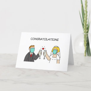 Covid 19 Wedding Congratulations Cartoon Holiday Card