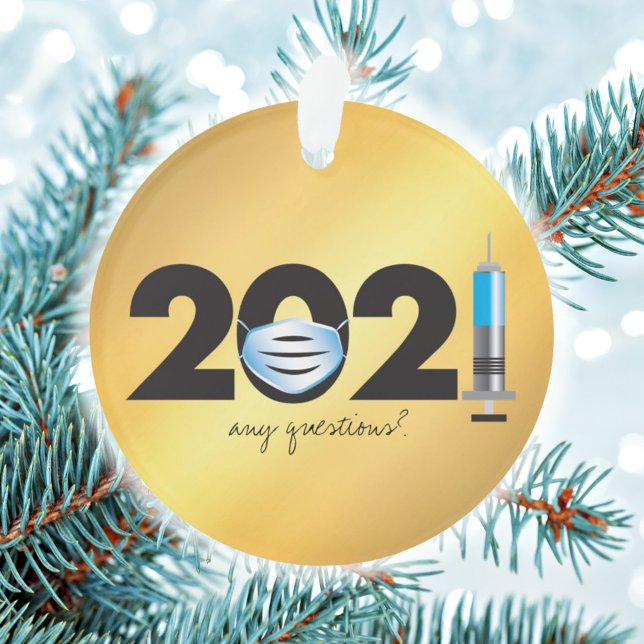Covid 2021 Masque Vaccine Ornement de Noël Or (Créateur téléchargé)