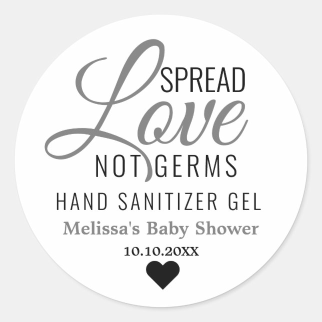 Covid Baby Shower Spread Love   Hand Sanitizer Classic Round Sticker (Front)