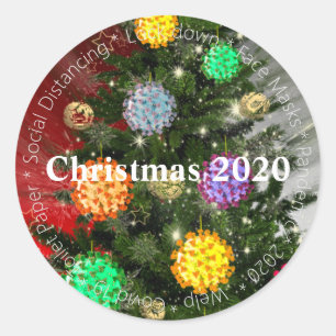 Covid Christmas 2020 covid molecule ornamants Classic Round Sticker
