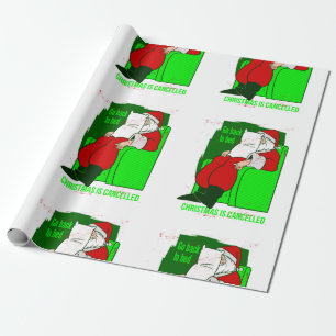 covid christmas cancelled santa claus funny wrapping paper