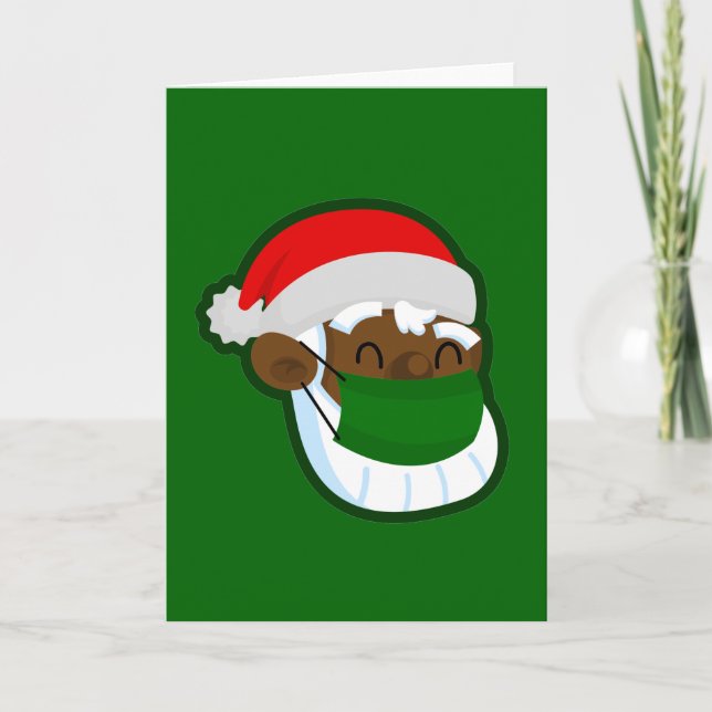 covid christmas face mask black santa invitation (Front)