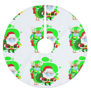 covid christmas santa claus reindeer brushed polyester tree skirt
